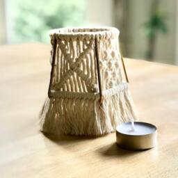 Handmade Macrame Tea Light Holder Boho Brass Candle - thumbnail 2