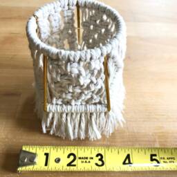 Handmade Macrame Tea Light Holder Boho Brass Candle - thumbnail 4