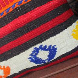 Vintage Kilim Pillow Cover Handwoven Wool, Tribal Stripe Design - 16x24 In - thumbnail 3