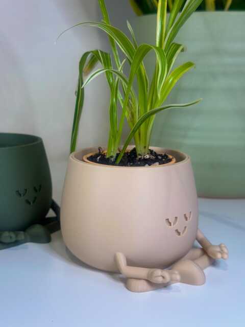 Happy Face Yoga Planter Lover Plant Pot, Zen Home Decor - Fun Modern - image 1