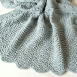 Hand Knitted Alpaca Baby Blanket in Aqua Blue Color, Ready To Ship, Lace Soft Warm Wrap, Heirloom Quality, Afghan Throw - thumbnail 4