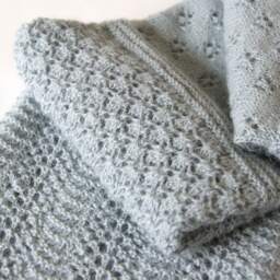 Hand Knitted Alpaca Baby Blanket in Aqua Blue Color, Ready To Ship, Lace Soft Warm Wrap, Heirloom Quality, Afghan Throw - thumbnail 3