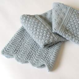 Hand Knitted Alpaca Baby Blanket in Aqua Blue Color, Ready To Ship, Lace Soft Warm Wrap, Heirloom Quality, Afghan Throw - thumbnail 2