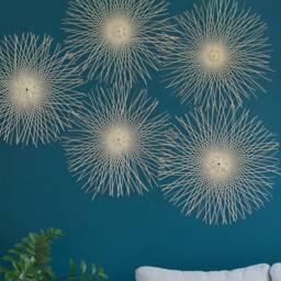 Woven Bamboo Wall Decor Set - Large Rattan Sunburst Design - thumbnail 2