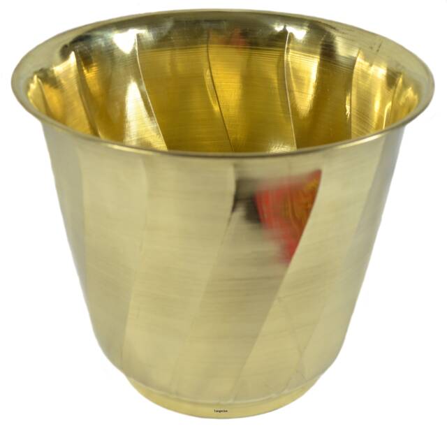 Brass Planter Sets - Golden Container Swirl Pattern Flower Pot - Set Of 2 Pc - image 1