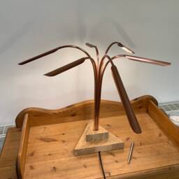 Handmade Copper & Oak Table Lamp Feature Centerpiece Light - thumbnail 3