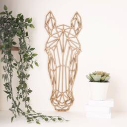Geometric Horse Wall Art Laser Cut Veneer Animal Hanging - thumbnail 3