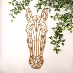 Geometric Horse Wall Art Laser Cut Veneer Animal Hanging - thumbnail 1