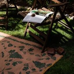 Beige Floral Flatwoven Cotton Kilim Rug - Manual Screen-Printed Living Kids Room Aesthetic Colorful Soft Low Pile Washable 3x5 5x7 - thumbnail 3