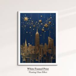 Golden New York Skyline Canvas Art - Elegant Framed Wall Decor, Modern Nyc Nightscape, Luxury Artwork, Perfect Gift For Home Or Office Print - thumbnail 3