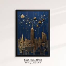 Golden New York Skyline Canvas Art - Elegant Framed Wall Decor, Modern Nyc Nightscape, Luxury Artwork, Perfect Gift For Home Or Office Print - thumbnail 2