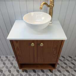 The Inglewood/A Handmade Solid Hardwood Bathroom Vanity Unit With Quartz Countertop - thumbnail 2