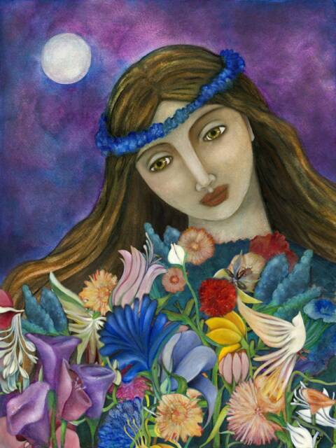 Greek Goddess Demeter Art On Canvas, Encourager & Of Harvest , Altar Art, Sacred Feminine, Divine Red Thread - image 1