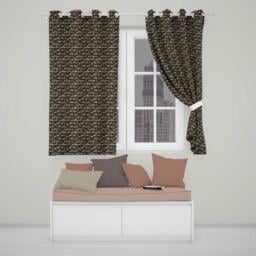 Night City Skyline Illustration Gold Detail Seamless Pattern Art Readymade Eyelet Ring Top Thermal 100% Blackout Curtains