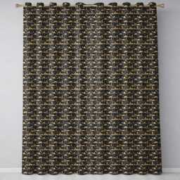 Night City Skyline Illustration Gold Detail Seamless Pattern Art Readymade Eyelet Ring Top Thermal 100% Blackout Curtains - thumbnail 2