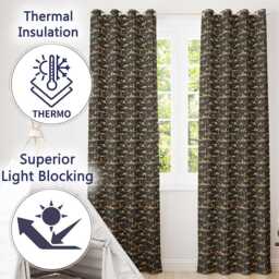 Night City Skyline Illustration Gold Detail Seamless Pattern Art Readymade Eyelet Ring Top Thermal 100% Blackout Curtains - thumbnail 3