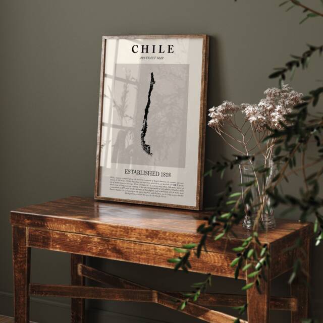 Chile Map Vintage Abstract Wall Art Print Picasso + Matisse Inspired Travel Poster - image 1