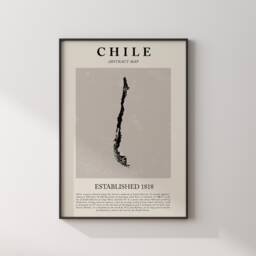 Chile Map Vintage Abstract Wall Art Print Picasso + Matisse Inspired Travel Poster - thumbnail 2