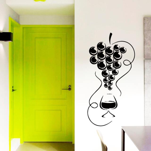 Kitchen Wall Decals Wine Glass Decal Grapes Vinyl Stickers Cafe Decor Home Chu1098 - image 1