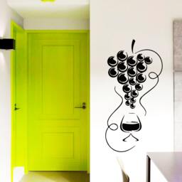 Kitchen Wall Decals Wine Glass Decal Grapes Vinyl Stickers Cafe Decor Home Chu1098