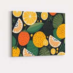 Modern Tropical Citrus Fruit & Botanical Repeat Pattern Canvas Wall Art Print Decor Picture Ready To Hang - thumbnail 4