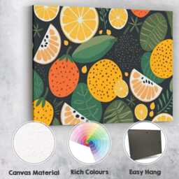 Modern Tropical Citrus Fruit & Botanical Repeat Pattern Canvas Wall Art Print Decor Picture Ready To Hang - thumbnail 2