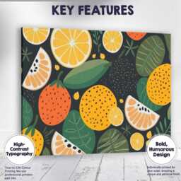 Modern Tropical Citrus Fruit & Botanical Repeat Pattern Canvas Wall Art Print Decor Picture Ready To Hang - thumbnail 1