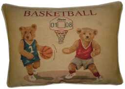Teddy Bear Basketball Oblong Woven Tapestry Cushion Pillow Cover - thumbnail 1