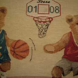 Teddy Bear Basketball Oblong Woven Tapestry Cushion Pillow Cover - thumbnail 2