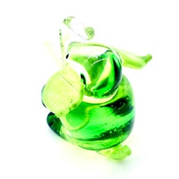Hand Blown Glass Miniature Elephant Sitting Animal Little Green White Figurine Tiny Statue Decoration Collectible Small Craft Painted Figure - thumbnail 3