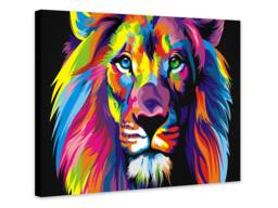 Lion Pop Art Print - Abstract Colorful Canvas, Framed Or Rolled - thumbnail 1