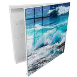 The Power Of Waves Wall Mounted Key Cabinet, Turquoise Box For Home, Photographic Nature, Sea & Nature Lovers - thumbnail 2