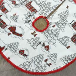 Christmas Tree Skirt Winter Fabric Xmas Home Decors Holiday Decor Swedish Ornament - thumbnail 2