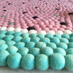 Nursery Rug - Mellow Melon Free Shipping Felt Ball Decor Play Mat Wool Pom - thumbnail 2