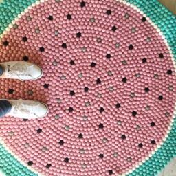 Nursery Rug - Mellow Melon Free Shipping Felt Ball Decor Play Mat Wool Pom - thumbnail 1