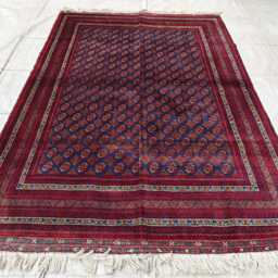 Handmade Mawrai Gul Afghan Rug Vintage Geometric Wool Rug - 6.11x4.10 Ft - thumbnail 2