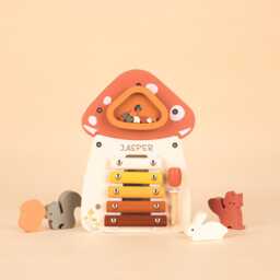 Custom Wooden Mushroom Activity Cube Montessori Baby Toy