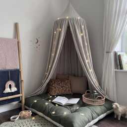 Olive Green Tufted Floor Cushion, French Pillow, Kids Reading Nook, Toddler Play Mat - thumbnail 2