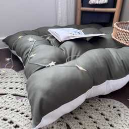Olive Green Tufted Floor Cushion, French Pillow, Kids Reading Nook, Toddler Play Mat - thumbnail 3