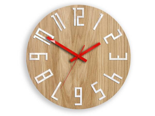 Wood Clock, Large Wall Clock, Unique Wall Gift Unusual Modern Slim_Wood_Red - image 1