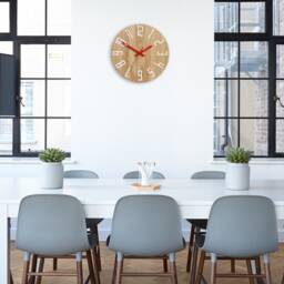 Wood Clock, Large Wall Clock, Unique Wall Gift Unusual Modern Slim_Wood_Red - thumbnail 3