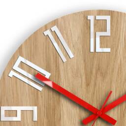 Wood Clock, Large Wall Clock, Unique Wall Gift Unusual Modern Slim_Wood_Red - thumbnail 2