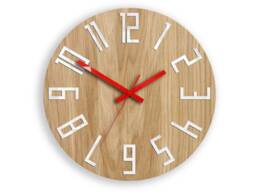 Wood Clock, Large Wall Clock, Unique Wall Gift Unusual Modern Slim_Wood_Red