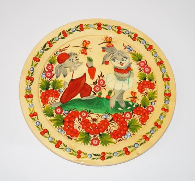 Decorative Plate Oil Wall Decor Hand Painted Beautiful Flowers Ukraine Souvenir Wooden Folk Art Gift For Mother - image 1