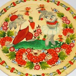 Decorative Plate Oil Wall Decor Hand Painted Beautiful Flowers Ukraine Souvenir Wooden Folk Art Gift For Mother - thumbnail 2