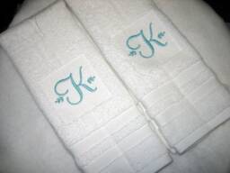 Embroider Cotton Terry Hand Towel Gift, Durable Hand Towels, Absorbent Gift Set, Ultra Soft Towels, Powder Room 2 Piece Set
