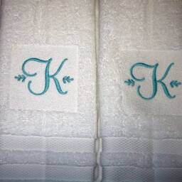 Embroider Cotton Terry Hand Towel Gift, Durable Hand Towels, Absorbent Gift Set, Ultra Soft Towels, Powder Room 2 Piece Set - thumbnail 2