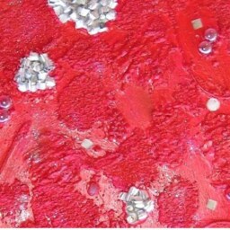 Red Abstract Collage Painting, Acrylics On Wood, Unique Wall Art - 31.5x15.7 - thumbnail 3