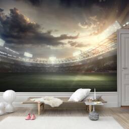 3D Athletic Field Wallpaper, Dark Cloud Wall Mural, Peel & Stick - thumbnail 3