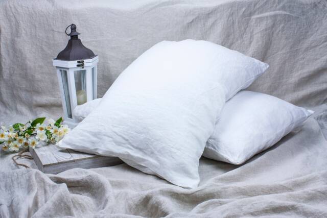 Linen Pillowcase With Decorative Seam Side Envelope Closure - Pillowcases Bedding Cover Pillow Shams - image 1